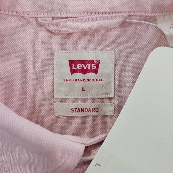 NWT Levi's Oxford Shirt Men's L Pink Long Sleeve Button Up NEW Spread Collar - Picture 8 of 16